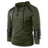 Mens Gothic Steampunk Shirts Sweatshirt Long Sleeve Lace up Hoodies Leather Patchwork Vintage Novelty Hooded Pullover Tee Top Green view 2