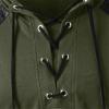 Mens Gothic Steampunk Shirts Sweatshirt Long Sleeve Lace up Hoodies Leather Patchwork Vintage Novelty Hooded Pullover Tee Top Green view 4