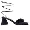 London Rag Pristine Satin Strap Triangular Block Heel Sandals Black view 1