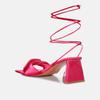 London Rag Pristine Satin Strap Triangular Block Heel Sandals Black view 4