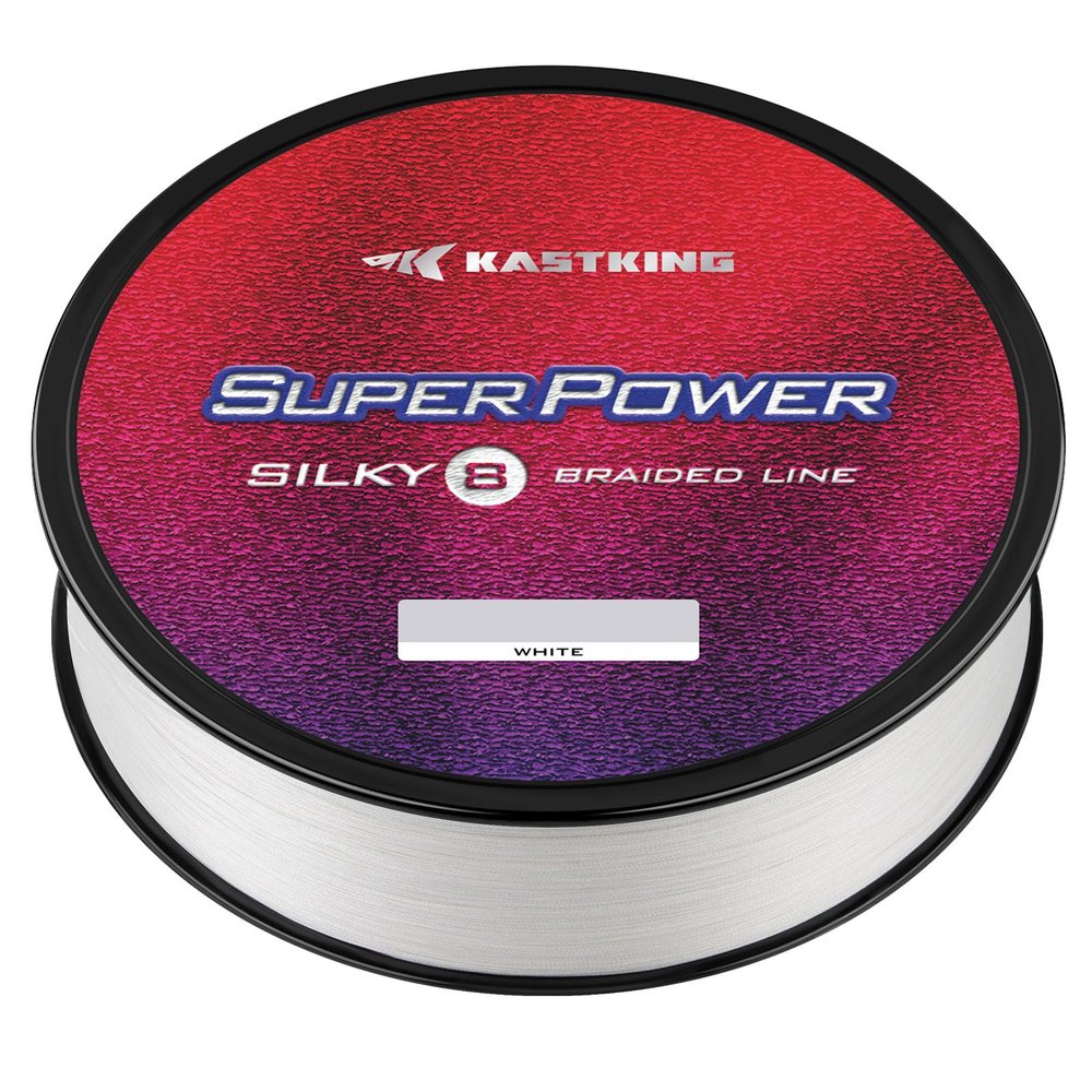 KastKing Superpower Silky8 Braided Fishing Line, White, 8 Strands, 40 LB, 300 Yds