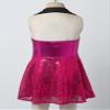 JEATHA Kids Girls Sequins Sleeveless Tuxedo Halter Tutu Dress Shiny Metallic Latin Jazz Modern Dance Costume Rose 12 Years view 3