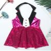 JEATHA Kids Girls Sequins Sleeveless Tuxedo Halter Tutu Dress Shiny Metallic Latin Jazz Modern Dance Costume Rose 12 Years view 4