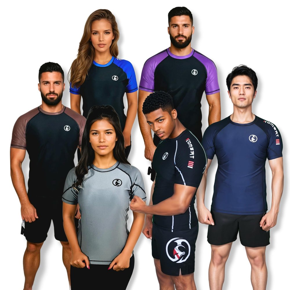 KOMBAT USA Mens Rash Guard Short Sleeve  BJJ Rash Guard for Men | Jiu Jitsu Rash Guard Men | Rash Guard for Boys (as1, Alpha, x_l, Regular, Regular, Blue)
