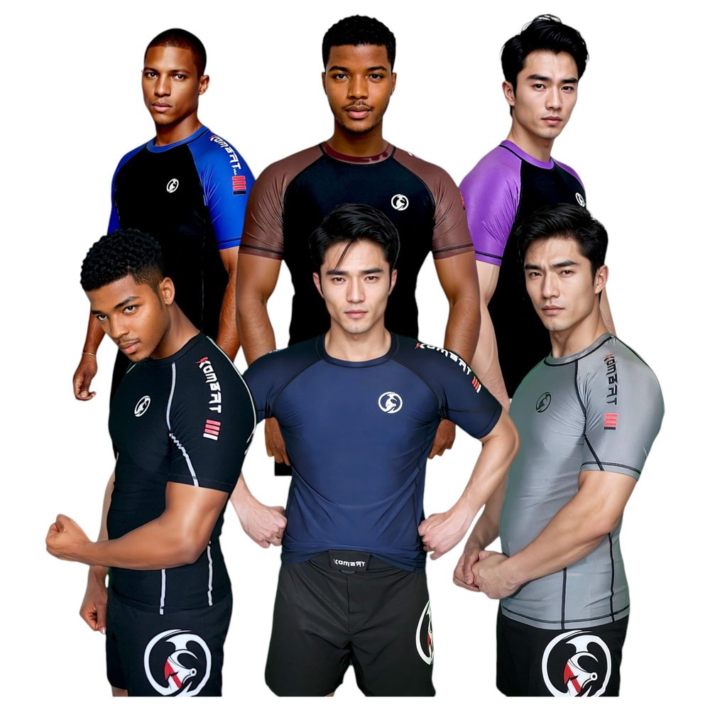 KOMBAT USA Mens Rash Guard Short Sleeve BJJ Rash Guard for Men | Jiu Jitsu Rash Guard Men | Rash Guard for Boys (as1, Alpha, s, Regular, Regular, Gray)