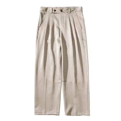 Maiyifu-GJ Men's Straight Fit Stretch Pant Classic Casual Wide Leg Suit Pant Solid Color Lightweight Business Trousers (Apricot,3X-Large)