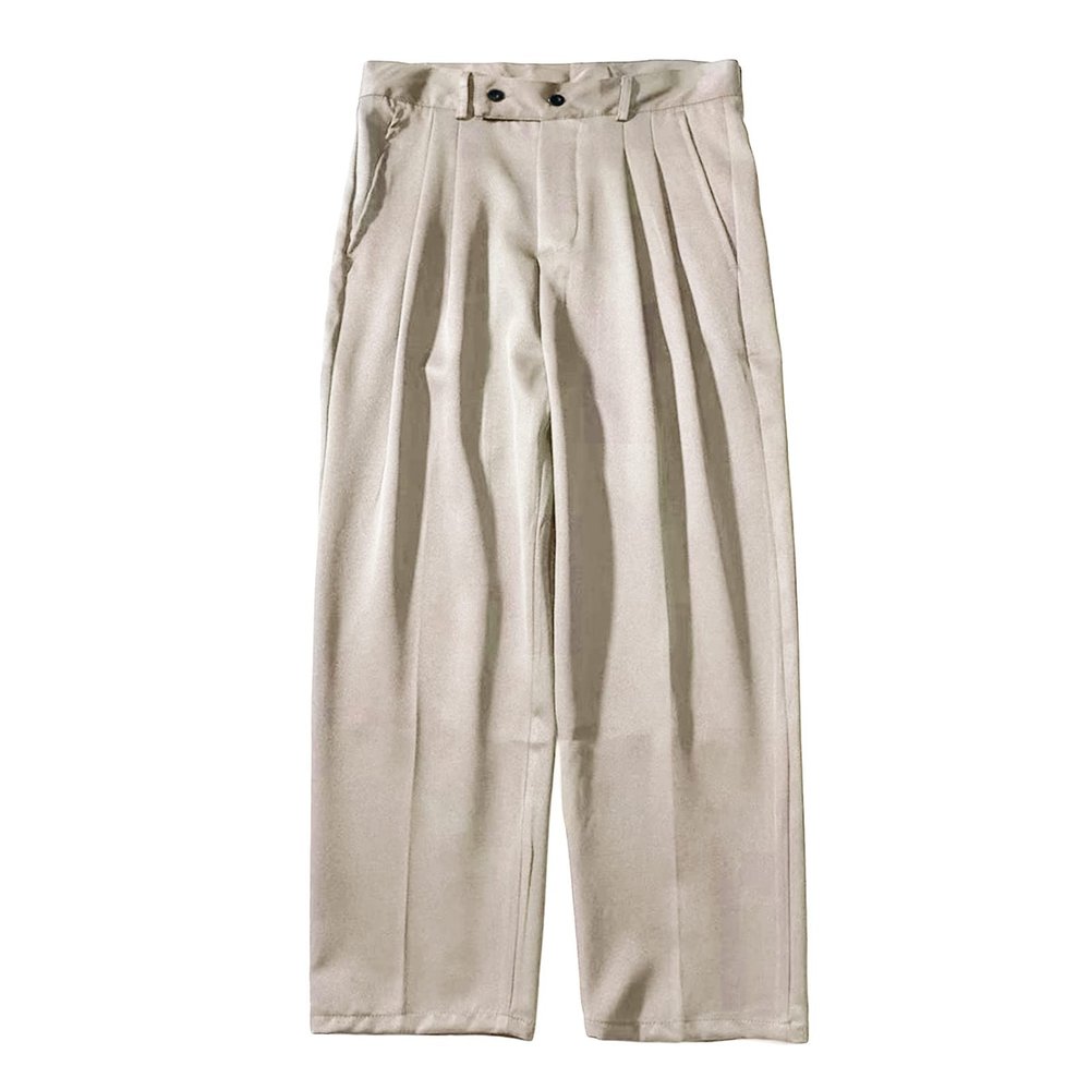 Maiyifu-GJ Men's Straight Fit Stretch Pant Classic Casual Wide Leg Suit Pant Solid Color Lightweight Business Trousers (Apricot,3X-Large)