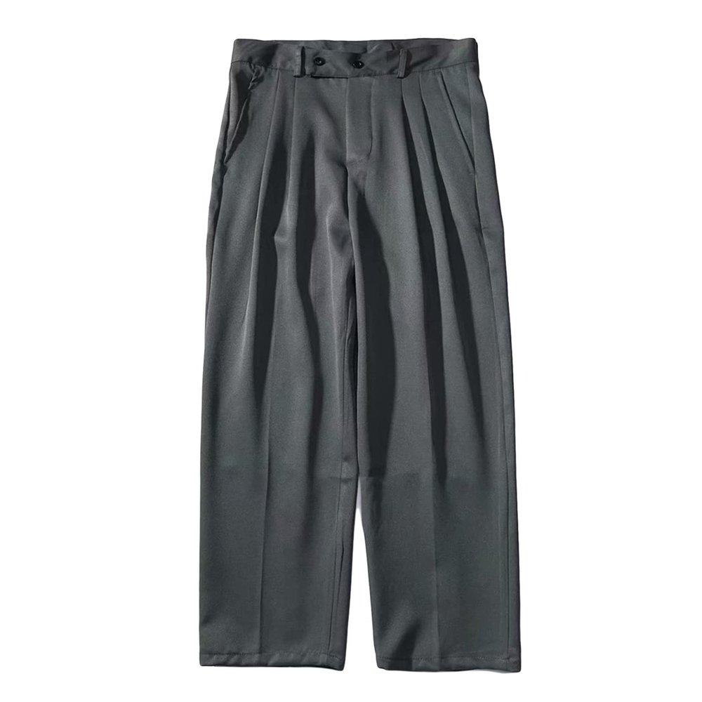 Men's Straight Fit Stretch Pant Classic Casual Wide Leg Suit Pant Solid Color Lightweight Business Trousers (Grey,Small)