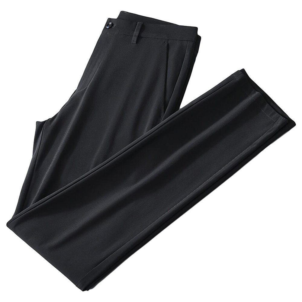 Maiyifu-GJ Men's Slim Fit Stretch Pant Summer Casual Tapered Suit Pant Lightweight Wrinkle Resistant Business Trousers (Black,31)
