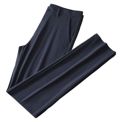 Maiyifu-GJ Men's Slim Fit Stretch Pant Summer Casual Tapered Suit Pant Lightweight Wrinkle Resistant Business Trousers (Dark Blue,35)