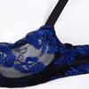 Daenrui Woman's Lace Underwire Push Up 1/4 Cup Shelf Bra Hollow Out Panties Underwear Lingerie Set Blue Medium view 4