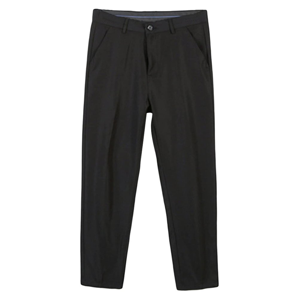 Maiyifu-GJ Men's Slim Fit Stretch Pant Summer Casual Tapered Suit Pant Solid Lightweight Comfort Business Trousers (Black,28)