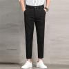 Maiyifu-GJ Men's Slim Fit Stretch Pant Summer Casual Tapered Suit Pant Solid Lightweight Comfort Business Trousers (Black,28) view 4