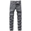 JEsilunmaMY Men's Knee Ripped Denim Pants Mid Waist Distressed Casual Straight Leg Jeans Washed Stretchy Skinny Jean Pants (Grey,28) view 1
