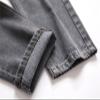 JEsilunmaMY Men's Knee Ripped Denim Pants Mid Waist Distressed Casual Straight Leg Jeans Washed Stretchy Skinny Jean Pants (Grey,28) view 4