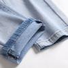 JEsilunmaMY Men's Ripped Biker Jeans Mid Waist Slim Fit Casual Tapered Leg Trousers Distressed Washed Stretchy Denim Pants (Light Blue2,30) view 4