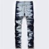 Men's Slim Fit Biker Jeans Mid Waist Hip Hop High Street Novelty Denim Pants Distressed Casual Straight Leg Jeans (Dark Blue,29) view 2