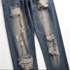 Men's Vintage Ripped Denim Pants Plus Size Casual Loose Straight Leg Jeans Mid Waist Distressed Slimming Jean Pants (Blue,30) view 4