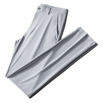 Maiyifu-GJ Men's Slim Fit Stretch Pant Summer Casual Tapered Suit Pant Lightweight Wrinkle Resistant Business Trousers (Light Grey,38)