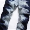Men's Slim Fit Biker Jeans Mid Waist Hip Hop High Street Novelty Denim Pants Distressed Casual Straight Leg Jeans (Dark Blue,32) view 3