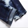 Men's Slim Fit Biker Jeans Mid Waist Hip Hop High Street Novelty Denim Pants Distressed Casual Straight Leg Jeans (Dark Blue,32) view 4