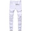 JEsilunmaMY Men's Mid Waist Denim Pants Distressed Stretch Ripped Skinny Jeans Slim Fit High Street Pencil Jeans Pants (White,32) view 1