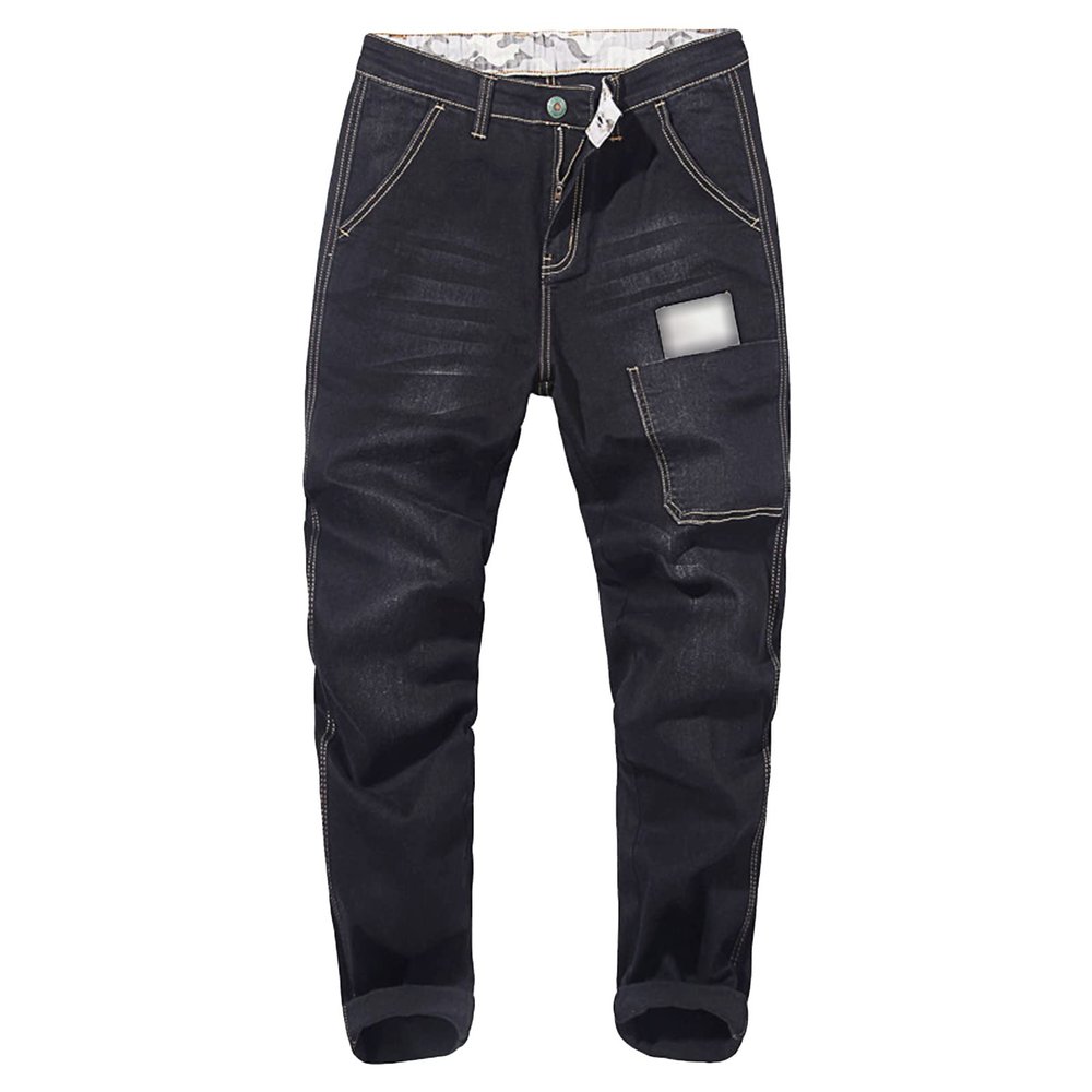 JEsilunmaMY Men's Patchwork Harem Jeans High Waist Casual Loose Pocket Denim Pants Plus Size Stretch Washed Distressed Slacks (Black,28)