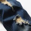 JEsilunmaMY Men's Ripped Biker Jeans Mid Waist Slim Fit Casual Tapered Leg Trousers Distressed Washed Stretchy Denim Pants (Dark Blue,29) view 3