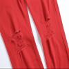 Summer Boyfriend Denim Pants for Men Mid Waist Stretch Ripped Hole Skinny Jeans Solid Color Slim Fit Pencil Jeans (Red,40) view 4