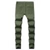 Summer Boyfriend Denim Pants for Men Mid Waist Stretch Ripped Hole Skinny Jeans Solid Color Slim Fit Pencil Jeans (ArmyGreen,34) view 2