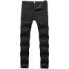 JEsilunmaMY Men's Casual Straight Leg Jeans Mid Waist Slim Basic Cotton Denim Pants Solid Color Plus Size Stretchy Jean Pants (Black,38) view 1