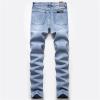 JEsilunmaMY Men's Ripped Biker Jeans Mid Waist Slim Fit Casual Tapered Leg Trousers Distressed Washed Stretchy Denim Pants (Light Blue1,38) view 2