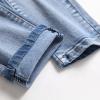 JEsilunmaMY Men's Ripped Biker Jeans Mid Waist Slim Fit Casual Tapered Leg Trousers Distressed Washed Stretchy Denim Pants (Light Blue1,38) view 4