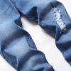 JEsilunmaMY Men's Ripped Biker Jeans Mid Waist Slim Fit Casual Tapered Leg Trousers Distressed Washed Stretchy Denim Pants (Blue,32) view 3