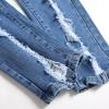 JEsilunmaMY Men's Ripped Biker Jeans Mid Waist Slim Fit Casual Tapered Leg Trousers Distressed Washed Stretchy Denim Pants (Blue,32) view 4