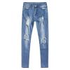 JEsilunmaMY Men's Destroyed Ripped Denim Pants Low Waist Washed Skinny Jeans Pants with Hole Distressed Slimming Pencil Jeans (Light Blue,38) view 1