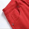 Summer Boyfriend Denim Pants for Men Mid Waist Stretch Ripped Hole Skinny Jeans Solid Color Slim Fit Pencil Jeans (Red,34) view 3