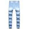 JEsilunmaMY Mens Summer Biker Denim Pants Mid Waist Distressed Ripped Straight Leg Jeans Slim Fit Stretch Street Pencil Jeans (Blue,28) view 2