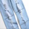 JEsilunmaMY Mens Summer Biker Denim Pants Mid Waist Distressed Ripped Straight Leg Jeans Slim Fit Stretch Street Pencil Jeans (Blue,28) view 4