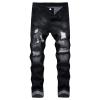 JEsilunmaMY Ripped Denim Pants for Men Mid Waist Washed Distressed Straight Leg Jeans Slim Fit Casual Stretch Jeans Pants (Black,36) view 1