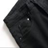 JEsilunmaMY Summer Boyfriend Denim Pants for Men Mid Waist Stretch Ripped Hole Skinny Jeans Solid Color Slim Fit Pencil Jeans (Black,36) view 3