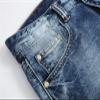JEsilunmaMY Men's Ripped Straight Leg Jeans Mid Waist Slim Fit Casual Denim Pants Washed Distressed Destroyed Jeans with Hole (Blue1,34) view 3