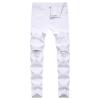 JEsilunmaMY Summer Ripped Jeans for Men Mid Waist High Street Biker Denim Pants Slim Fit Casual Straight Leg Pencil Jeans (White,32) view 1