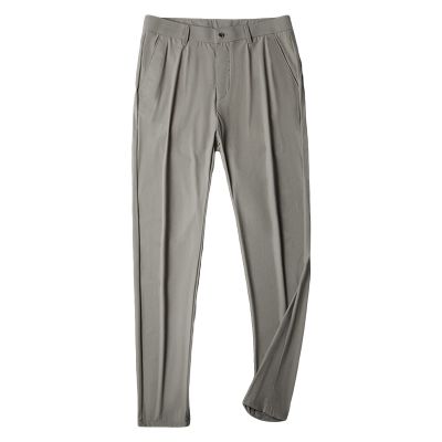 Men's Stylish Slim Fit Pant Classic Straight Leg Casual Suit Pant Lightweight Business Party Comfort Trouser (Khaki,36)