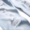 JEsilunmaMY Men's Ripped Straight Leg Jeans Mid Waist Slim Fit Casual Denim Pants Washed Distressed Destroyed Jeans with Hole (Light Blue,28) view 4