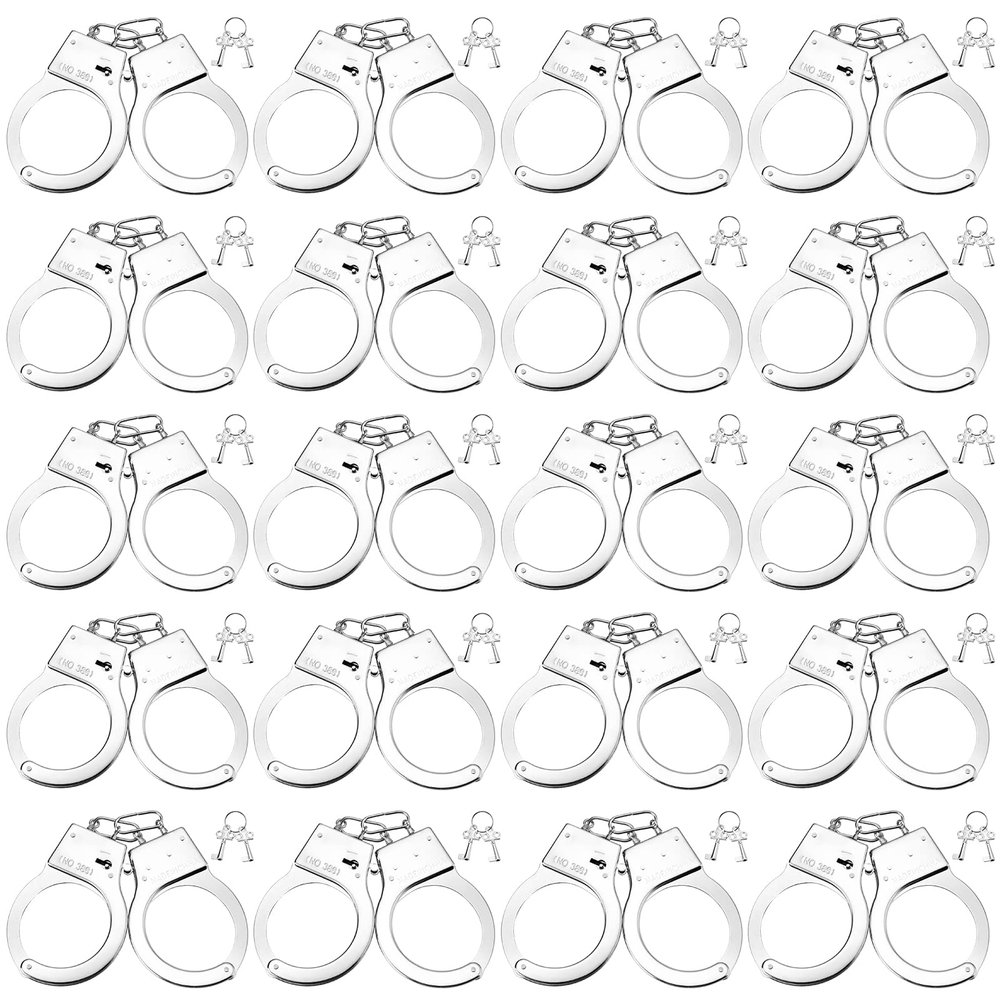 Leitee 20 Pairs Toy Handcuffs for Kids Metal Handcuffs with Keys 9 Inch Hand Cuff Fake Police Party Favor Gift Police Costume Prop Accessories Role Play Halloween Party Supplies