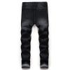 JEsilunmaMY Ripped Denim Pants for Men Mid Waist Washed Distressed Straight Leg Jeans Slim Fit Casual Stretch Jeans Pants (Black,34) view 2