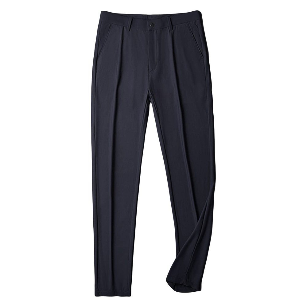 Men's Stylish Slim Fit Pant Classic Straight Leg Casual Suit Pant Lightweight Business Party Comfort Trouser (Dark Blue,30)