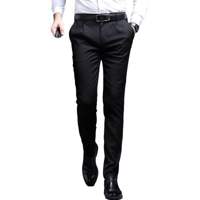 Maiyifu-GJ Men's Stylish Slim Fit Pant Classic Straight Leg Casual Suit Pant Lightweight Business Wrinkle Resistant Trouser (Black,36)