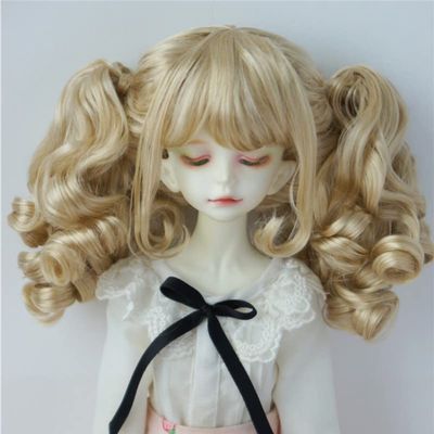MSD Doll Hair JD308 7-8inch 18-20cm 1/4 Lovely Wave Ponytail Synthetic Mohair BJD Wig (Blend Royal Blond)